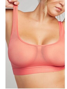 Negative Sieve Mesh Sports Bra Top In Coral Size 1 Small Lightweight Sheer